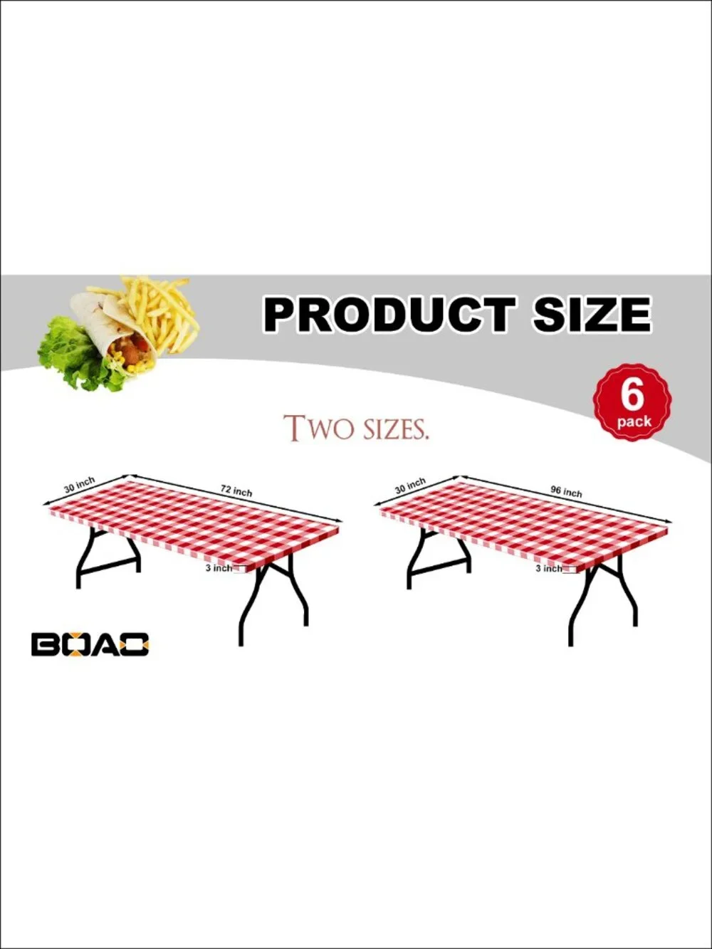 Plastic Elastic Picnic Table Cover 72 x 30 Inch Fitted Tablecloth